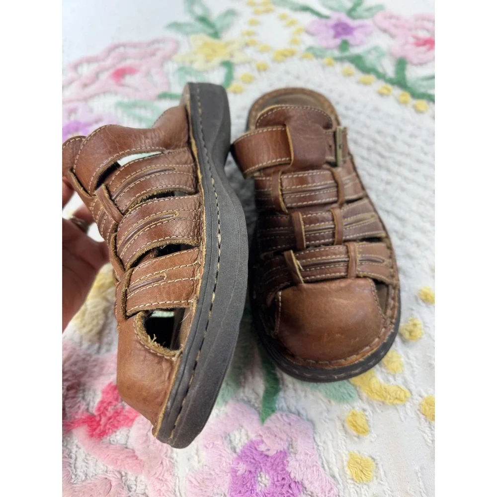 GBX Mens Brown Leather Fisherman Sandals Slides Buckle Cobus 11M